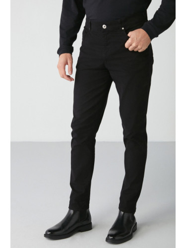 GRIMELANGE Raves Men's Chino Cotton Elastane Fabric Black Trousers