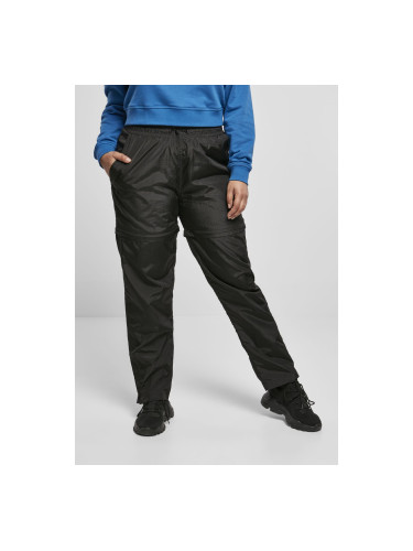 Women's Shiny Crinkle Nylon Zipper Pants Black