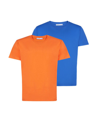 GRIMELANGE Utah Men's Double Set Slim Fit Blue / Orange T-shirt