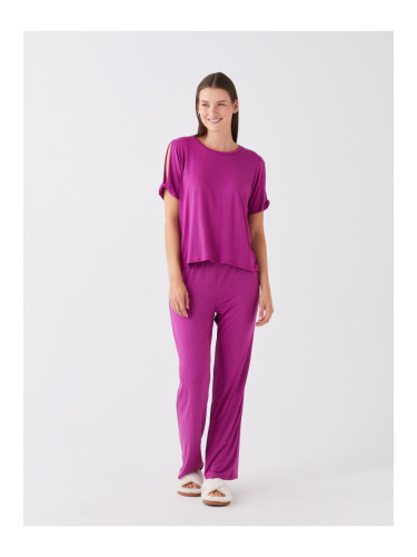 LC Waikiki Crew Neck Plain Short Sleeve Women's Pajama Set