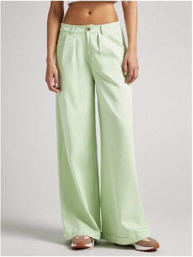 Light green women's wide trousers Pepe Jeans Monna - Women's