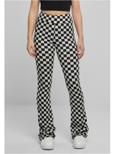 Women's checkered leggings in black/light asphalt cut