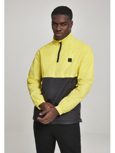 Stand Up Collar Pull Over Jacket Light Yellow/blk