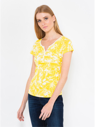 Yellow floral T-shirt CAMAIEU - Women