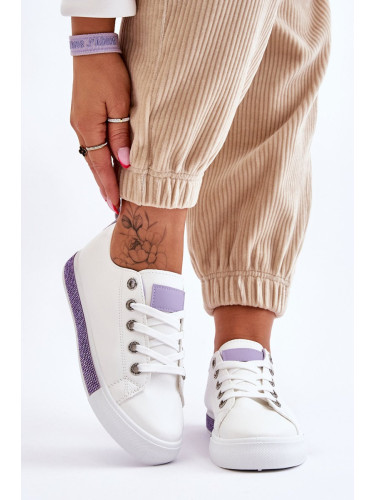 Women's low sneakers white-purple Demira