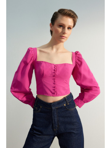 Trendyol Fuchsia Woven Balloon Sleeve Blouse