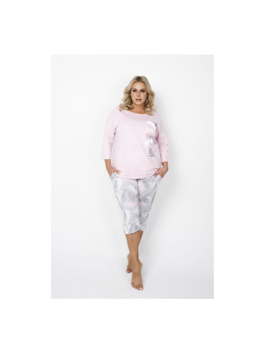 Women's pajamas Dracaena 3/4 sleeve, 3/4 legs - pink/print