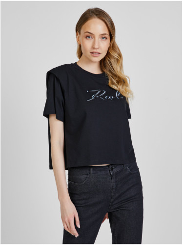 Black women's T-shirt with shoulder pads KARL LAGERFELD - Women