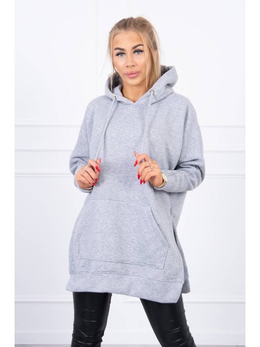Insulated sweatshirt with slits on the sides of gray color