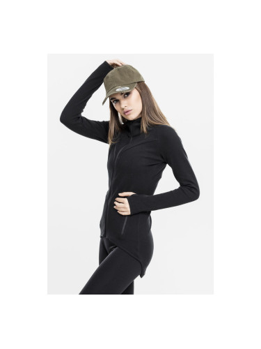 Women's sports hooded sweatshirt with Interlock zipper, black