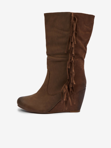 Women's brown wedge boots CAMAIEU