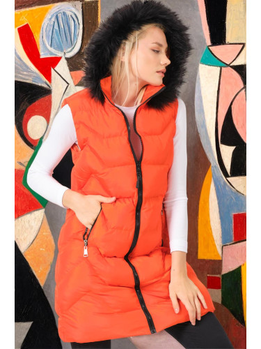 Z6761 DEWBERRY ДАМСКИ ЖИЛЕТКА-ОБИКНОВЕН ОРАНЖЕВ