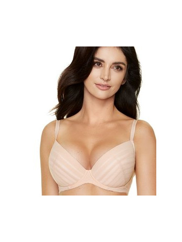 Бежов сутиен с фин шарен мотив