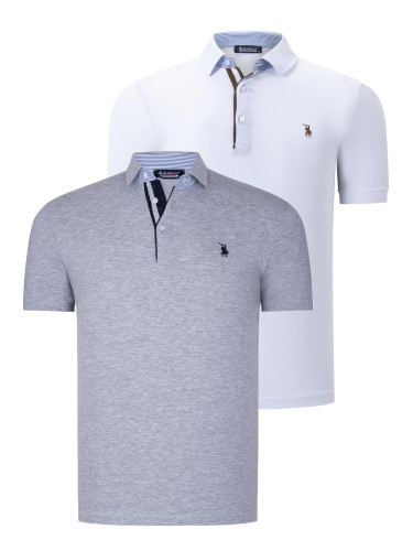 DUAL SET T8582 DEWBERRY MENS T-SHIRT-WHITE-GREY