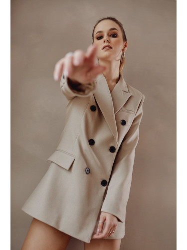 Elegant lady's jacket with double-breasted beige fastening