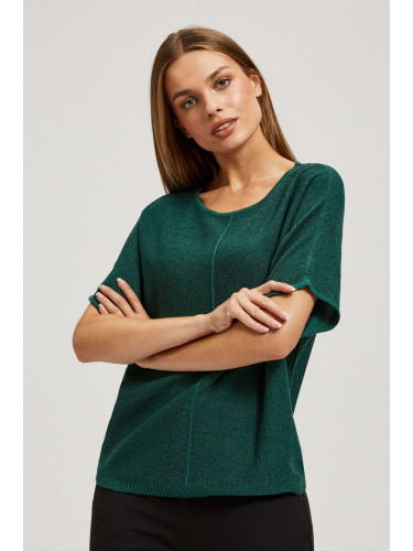 Marisse Emerald Oversized Sweater With Metallic Thread