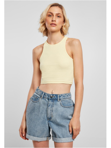 Women's T-shirt Cropped Rib Top soft yellow