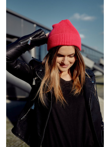 Lady's cap with fold-out neon pink