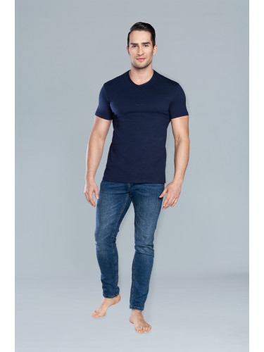 Ikar T-shirt with short sleeves and V-neck - dark blue