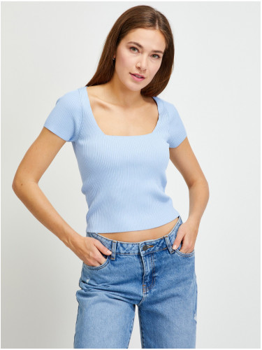 Light blue Women Ribbed Cropped T-Shirt Guess - Women