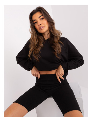 Black cotton casual set with a plain sweatshirt