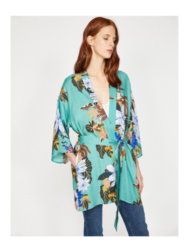 Koton Women's Green Patterned Kimono