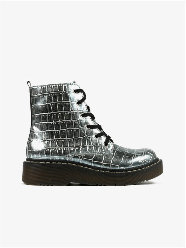 Richter Girls' ankle boots in silver color with animal pattern Rich - Girls