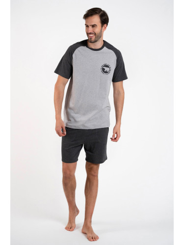 Men's pyjamas Morten, short sleeves, shorts - melange/dark melange