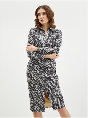 Orsay Beige-Black Women's Patterned Shirt Dress in Suede Finish ORSA - Women's