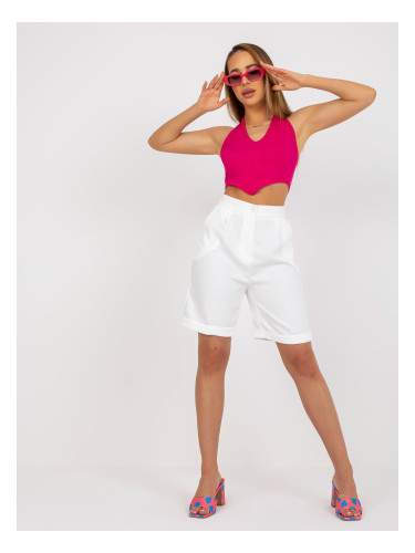 Elegant white long shorts with viscose