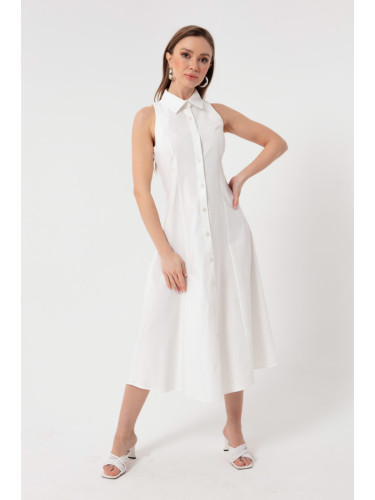 Lafaba жените бяла риза яка рокля