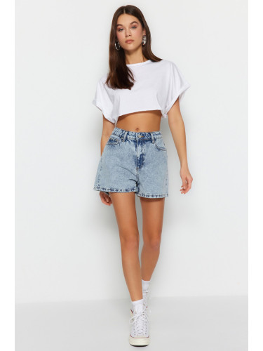 Trendyol Light Blue Denim Shorts