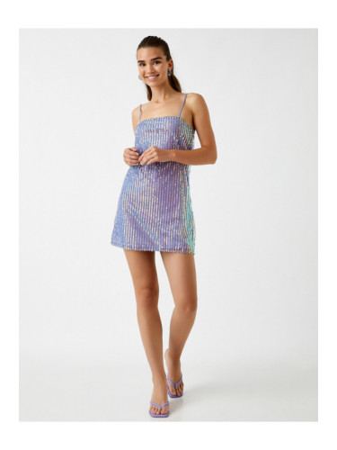 Котон тънки презрамки рокля с мини пайети и пайети