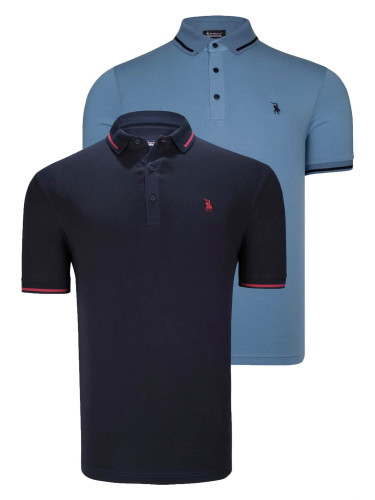 DOUBLE SET T8586 DEWBERRY MEN'S T-SHIRT-NAVY-INDIGO