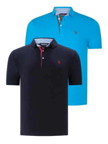 DUAL SET T8582 DEWBERRY MENS T-SHIRT-NAVY BLUE-DARK TURQUOISE