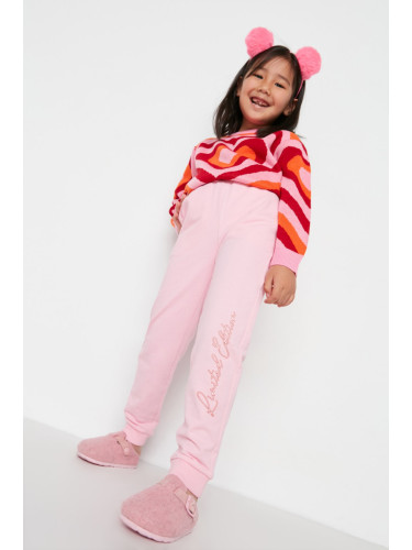 Trendyol Girls' Pink Printed Knitted Sweatpants