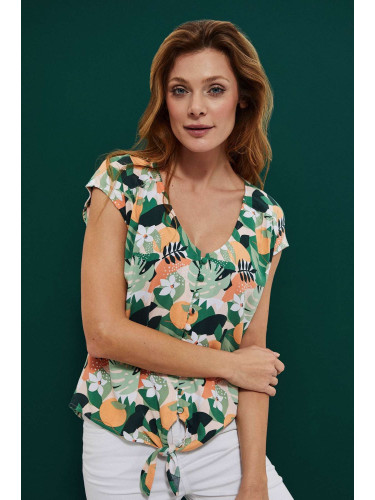 Marisse Shirt With A Plant Print L-Ko-3744 L.Peach