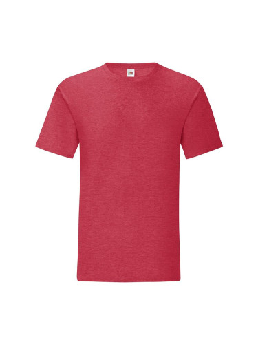 Red men's t-shirt in combed cotton Iconic with Fruit of the Loom sleeve