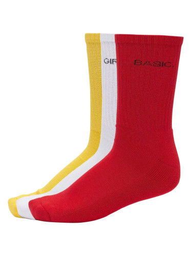 Lettering Socks 3-Pack Yellow/Red/White