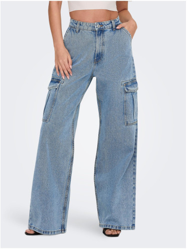 Light blue women's wide jeans with pockets ONLY Hope - Women
