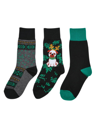Pug Children's Christmas Socks - 3-Pack Multicolored