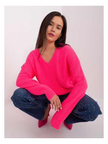 Fluo pink oversize neckline sweater