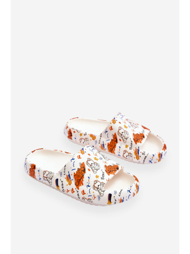 Lady's foam slippers with teddy bears and letters Beige-orange Zoey