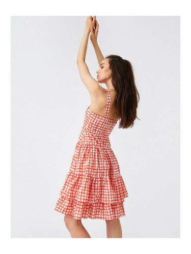 Koton карирана Midi рокля с презрамки и разрошени