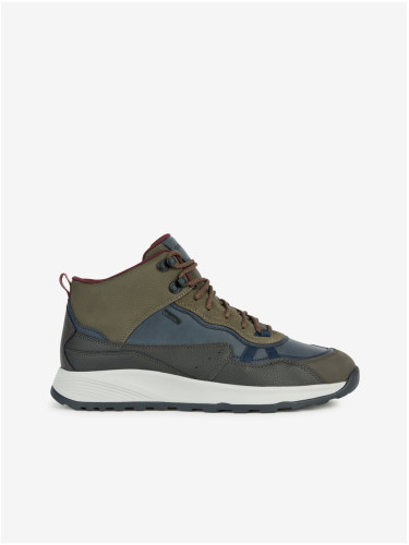 Khaki men's ankle sneakers with suede details Geox Terrestre