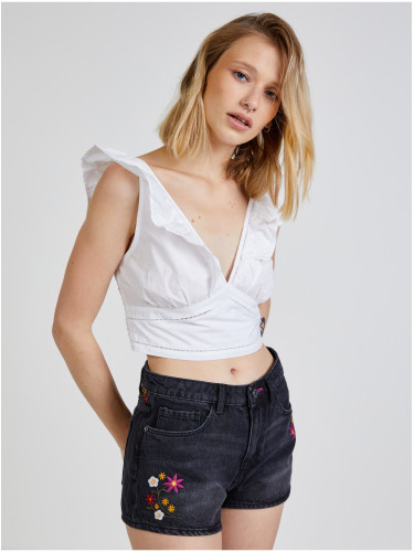 White Ladies Cropped Top with Ruffles TALLY WEiJL - Women