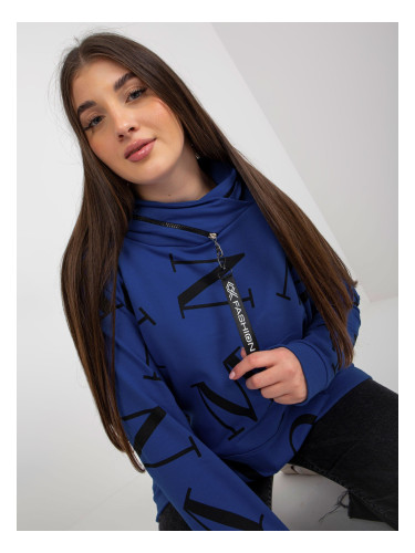 Dark blue women's sweatshirt with plus size inscription