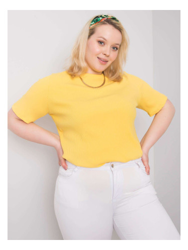 Yellow striped blouse plus sizes