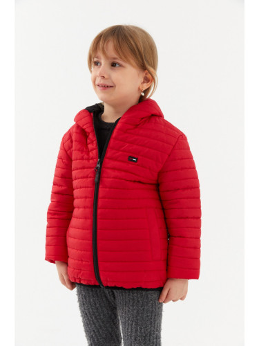 River Club Girl's Water and Windproof Fiber Red Hooded Coat