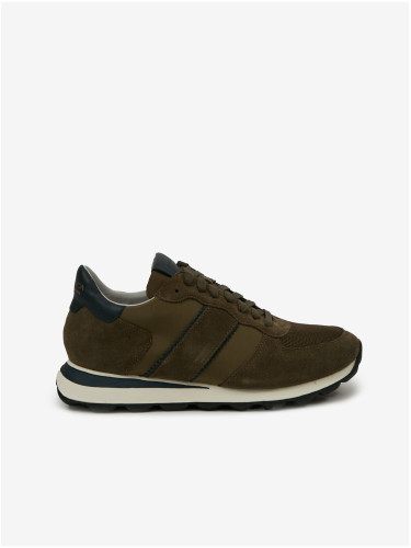 Khaki men's sneakers with Geox suede details